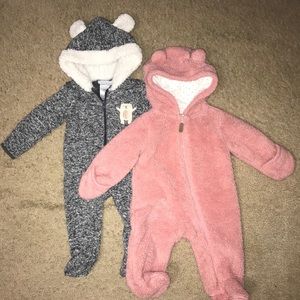 Sherpa/Fleece Infant Bear Snowsuit Set